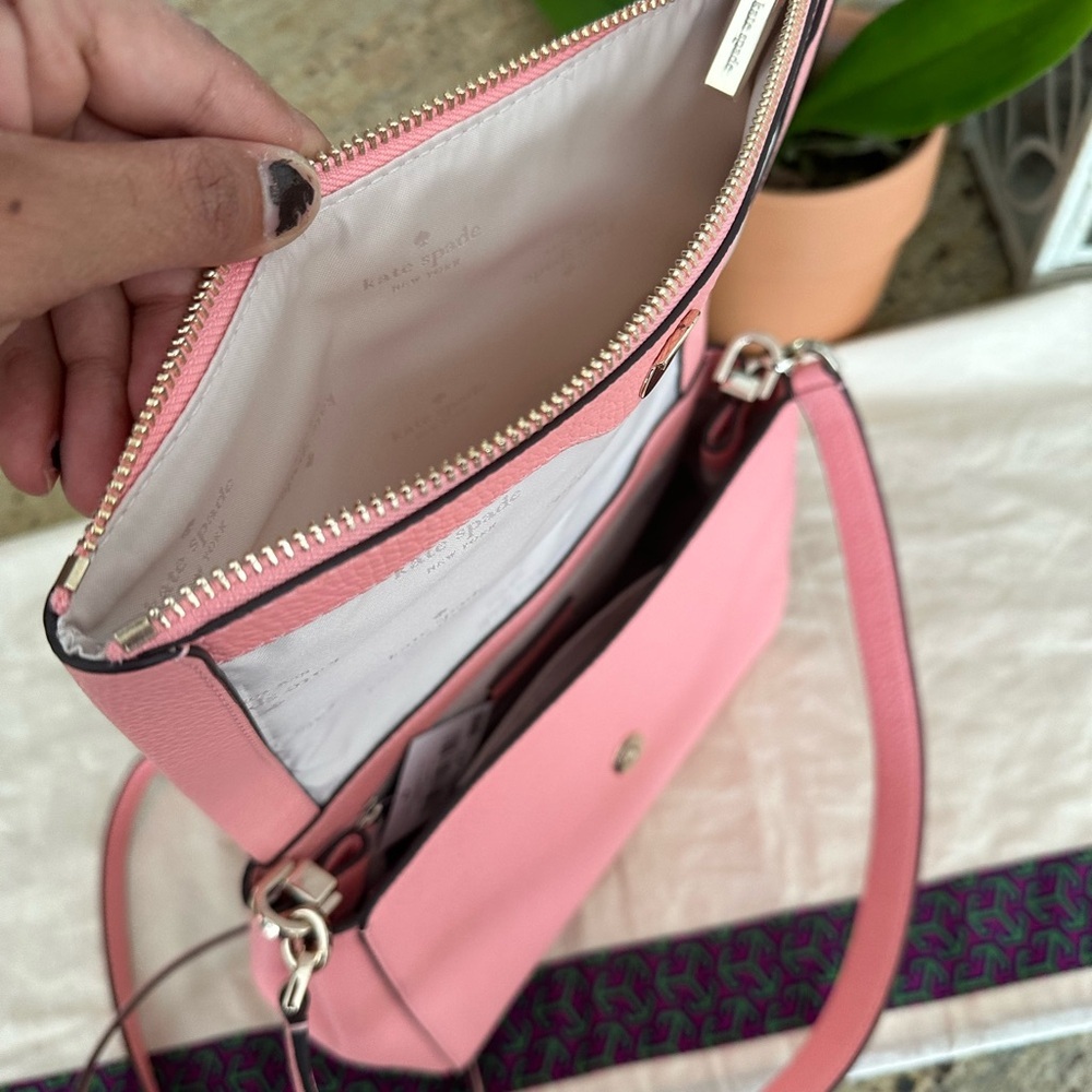 New Kate spade medium lap shoulder bog pebbled leather peechy ros - Picture 10 of 11